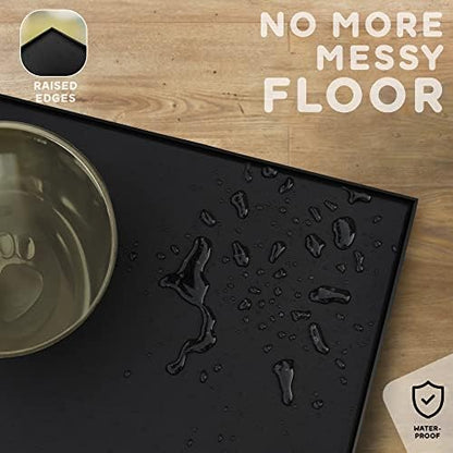 Dog Food Mat - 28x18 Raised Edges Dogs Mat for Food and Water Prevent Spill, Waterproof Cat Food Mats Protect Floors, Easy Clean Dog Bowl Mats for Food and Water, Silicone Pet Feeding Placemats - Image 5