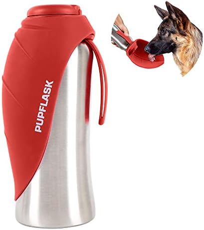 PupFlask Large Dog Water Bottle, Portable Stainless Steel Travel Bowl by TuffPupper