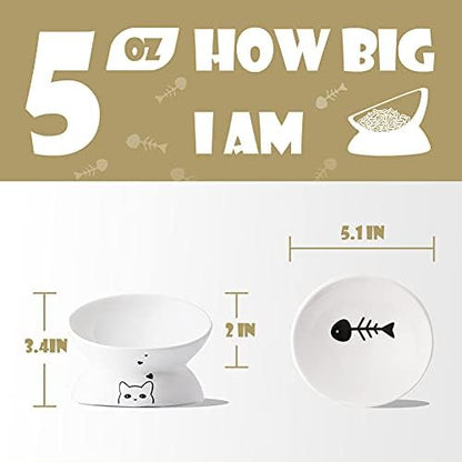 Sweejar Ceramic Raised Cat Bowls, Slanted Cat Dish Food or Water Bowls, Elevated Porcelain Pet Feeder Bowl Protect Cat's Spine, Stress Free, Backflow Prevention (White) - Image 6