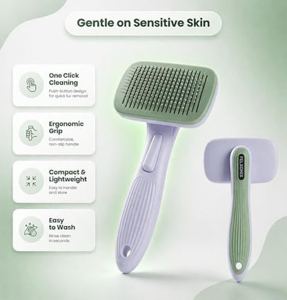 Self Cleaning Slicker Brush for Dogs & Cats, Deshedding Dog Brush - Image 4