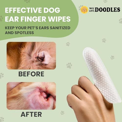 Dog Ear Wipes, Pre-Soaked Finger Pads, Safe, Gentle & Deodorizing, 50 PCS - Image 3