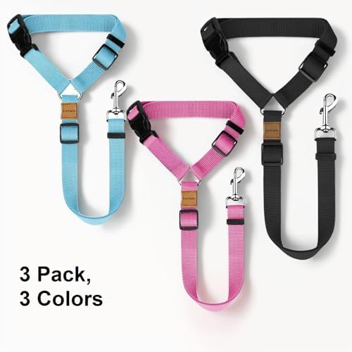 3 Pack Dog Seat Belt for Car, Car Headrest Restraint Adjustable Nylon Fabric, Dog Restraints Vehicle Seatbelts Harness - Image 2