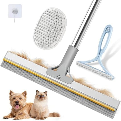 Pet Hair Remover for Carpet, 54 Inch Adjustable Long Handle Carpet Rake for Pet Hair Removal, 3 Piece Dog Hair Carpet Rake and Carpet Scraper Tool for Rugs, Couch, Stairs, Furniture by CleanerHomesHappierPets
