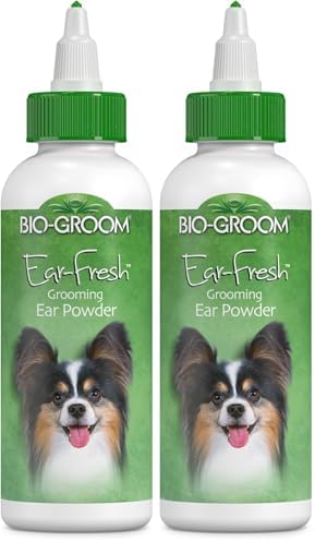 Bio-groom Ear-Fresh Dog Grooming Ear Powder – Cat & Dog Ear Cleaner, Dog Bathing Supplies, Puppy Wash, Cruelty-Free, Made in USA, Ear Powder for Dogs – 24 g 2-Pack by Bio-groom