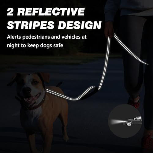 Double Handle Dog Leash with Poop Bag Holder and Car Seat Belt Buckle - Image 6