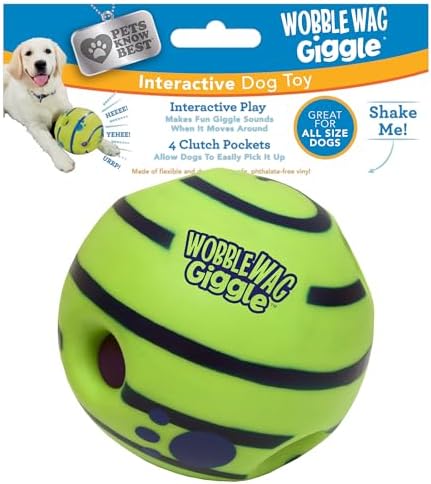 Wobble Wag Giggle Ball, Interactive Dog Toy, Fun Giggle Sounds When Rolled or Shaken, Pets Know Best, As Seen On TV by WobbleWagGiggle