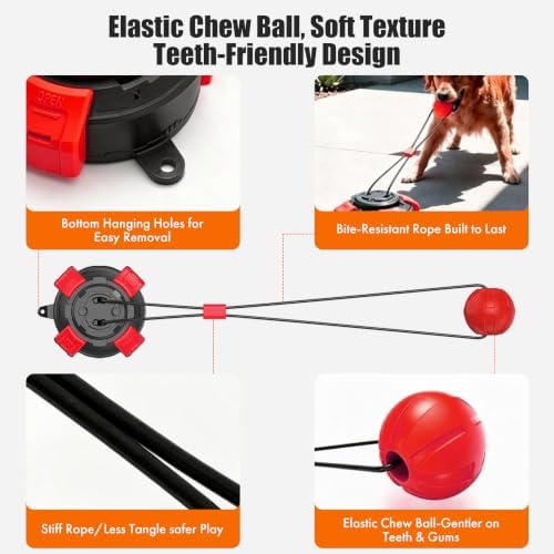 Suction Cup Dog Tug of War Toy for Aggressive Chewers, Interactive Self Play Chew, Puppy Teething Enrichment Puzzle for Mental Stimulation, Dogs Indoor Outdoor (red) - Image 5