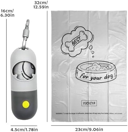 Dog Poop Bags Holder with LED Flashlight|Pet Waste Bags Dispenser for Leash|Doggie Potty Bags Container with Leak-proof Pet Trash Bags and Accessories (Light Gray, 1 Holder 195 Bags) - Image 5
