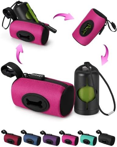 Gobeigo 2-in-1 Dog Poop Bag Holder【Easy Pull-Out Version】(Hot Pink) by Gobeigo
