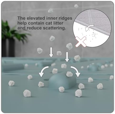 OHMO Large Cat Litter Mat, 31.5x23.6 Silicone Trapping Mat Light Blue - Image 3