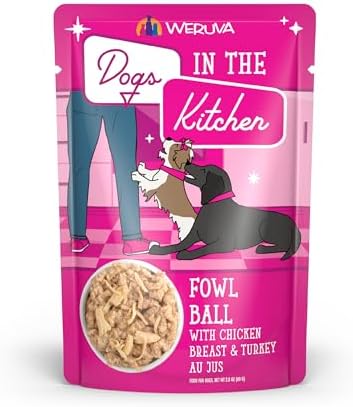 Weruva Dogs in the Kitchen, Fowl Ball with Chicken Breast & Turkey Au Jus Dog Food, 2.8oz Pouch (Pack of 12) by Weruva