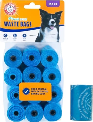 Arm & Hammer Disposable Dog & Cat Waste Bags, 180 Count, Blue, 9 x 14in by ARMHAMMER