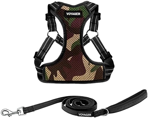Best Pet Supplies Voyager Adjustable Step-in Flex Breathable Mesh Dog Harness for Small Medium Large Dogs Leash Set (Army Base), M by BestPetSuppliesLLC