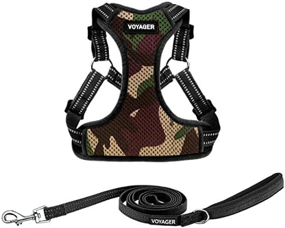 Best Pet Supplies Voyager Adjustable Step-in Flex Breathable Mesh Dog Harness for Small Medium Large Dogs Leash Set (Army Base), M by BestPetSuppliesLLC
