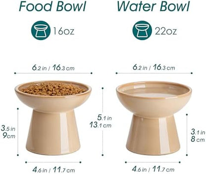 vancasso 2-Pack Extra Wide Elevated Cat Bowls, Ceramic Raised Cat Bowls - Image 2