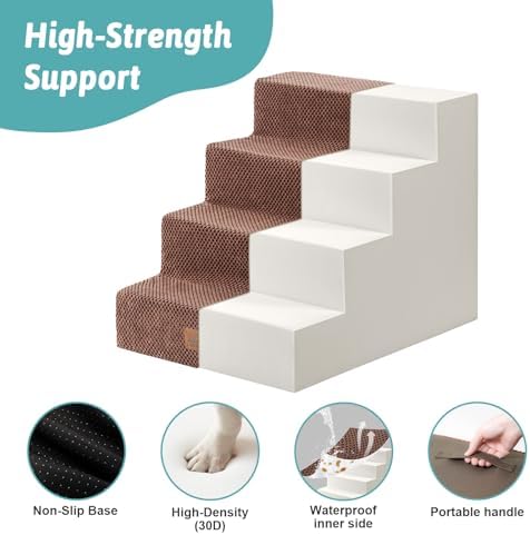 COZY KISS Dog Stairs for Small Dogs, 4 Step Pet Stairs for Beds & Couches - Image 6