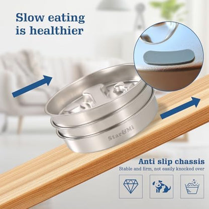 Stainless Steel Slow Feeder Dog Bowls – Non-Slip Metal Dog Bowl for Large & Medium Breeds, Puppy Puzzle Feeder – 2 Cup Capacity for Small to Big Pets – Durable Slow Feed Dog & Cat Food Dish - Image 4
