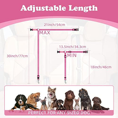 BWOGUE 2 Pack Dog Seat Belt for Car, Headrest Restraint Nylon Safety Straps - Image 4
