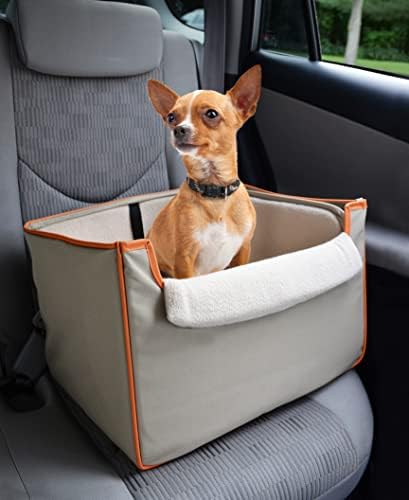 Precious Tails Collapsible Pet Booster Car Seat Box with Plush Fleece Cover, Cushion Insert and Foam Padded Panel - Foldable Carseat for Small Pet Dogs and Puppies Under 20 lbs, Khaki - Image 7