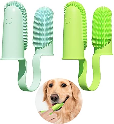 2 Pack Toothbrush for Dog,135ºSurround Bristles for Easy Teeth Cleaning, Finger Tooth Brush Dental Care for Puppies, Cats and Small Pets by Pijaborg