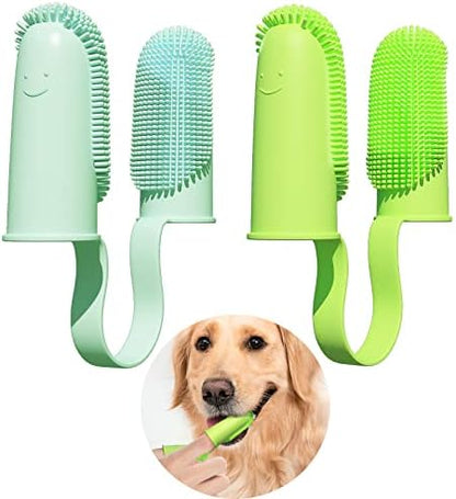 2 Pack Toothbrush for Dog,135ºSurround Bristles for Easy Teeth Cleaning, Finger Tooth Brush Dental Care for Puppies, Cats and Small Pets by Pijaborg