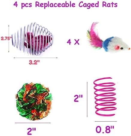 18 Pack Assorted Cat Metal Spring Balls Stretchable Large Cat Spiral Toy Crinkle Balls Interactive Kitten Rolling Coils Spring Inside Caged Rats Pet Supplies Indoor Outdoor Ferrets - Image 3