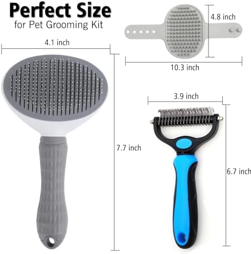 3PCS Dog Grooming Brush - Dog Brush for Shedding Massaging Bathing - Double Sided Shedding, Dematting Undercoat Rake - Self Cleaning Slicker Comb for Dogs and Cats with Long or Short Coats - Image 7