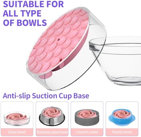 Slow Feeder Dog Bowls Insert, Bestalk Soft Silicone Slow Eating Feeder Insert with Suction Cups for Small, Medium and Large Dogs, Fit into Basic and Elevated Dog Bowls, Pink - Image 6