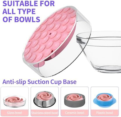 Slow Feeder Dog Bowls Insert, Bestalk Soft Silicone Slow Eating Feeder Insert with Suction Cups for Small, Medium and Large Dogs, Fit into Basic and Elevated Dog Bowls, Pink - Image 6