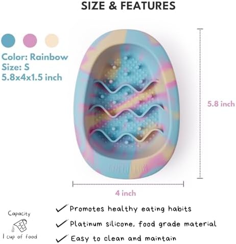 CHEWFFON Dog & Cat Lick Mat Bowl with Suction Cups, Rainbow Small - Image 3