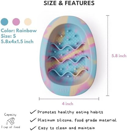 CHEWFFON Dog & Cat Lick Mat Bowl with Suction Cups, Rainbow Small - Image 3