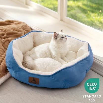 Asvin Small Dog Bed for Small Dogs, Cat Beds for Indoor Cats, Pet Bed for Puppy and Kitty, Extra Soft & Machine Washable with Anti-Slip & Water-Resistant Oxford Bottom, Light Blue, 20 inches - Image 4