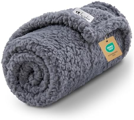 Luciphia Premium Fleece Dog Puppy Blanket Soft Pet Sherpa Calming Cat Blanket Throw for Small Medium Dog Cat(Grey,30x20 inches) by luciphia