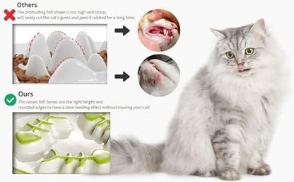 Ceramic Elevated Slow Feeder Cat Bowl, Anti Vomit, Removable Dish, Green - Image 5