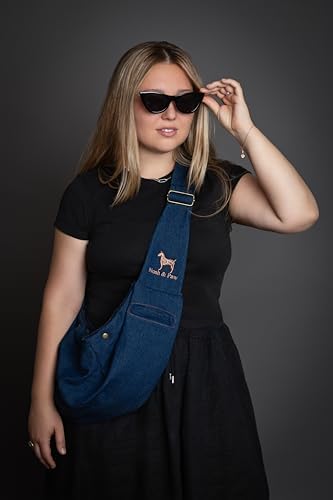 Noah & Paw Dog Sling Carrier for Small Dogs 3-10lb, Dog Sling for Small Dogs and Cats, Dog Carrier with Adjustable Padded Strap, Premium Denim, Lined with Fur, Double Safety Feature, Machine Washable - Image 7