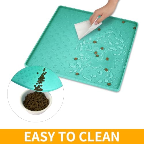 2 Pack Pet Placemat for Dog and Cat, Waterproof Non-Slip Silicone Feeding Bowl Mat Prevent Food and Water Overflow, Puppy Dish Feeder Fountain Trays Suitable for Medium and Small Pets, Green - Image 6
