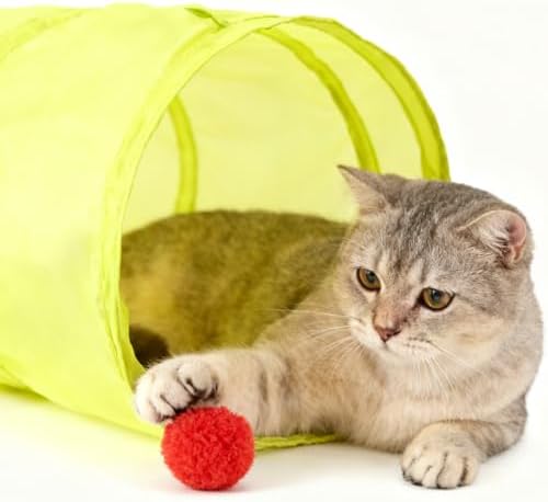 YDYJKI Cat Toys Interactive for Indoor Cats - Collapsible Cat Tunnel, Retractable Fishing Pole Wand Toy with Feather Attachments, Durable Kitten Teaser Replacement Refills for Play - Image 3