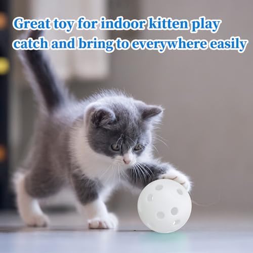 Low Noise No Bells Cat Ball Toy, 12Pcs White Plastic Golf Balls with Holes, Funny Interactive Cat Toys for Bored Indoor Cats,Cute Kitten Kitty Toys(1.65") - Image 6