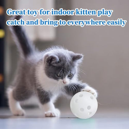 Low Noise No Bells Cat Ball Toy, 12Pcs White Plastic Golf Balls with Holes, Funny Interactive Cat Toys for Bored Indoor Cats,Cute Kitten Kitty Toys(1.65") - Image 6