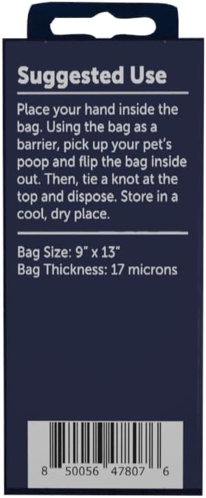 Animal Biome Dog Poop Bags Rolls, 120 Count (8 Rolls) – Unscented, Heavy Duty, Leakproof Pet Waste Bags, 9x13 Large, Plant-Based Extra Thick Blue Dog Waste Bags