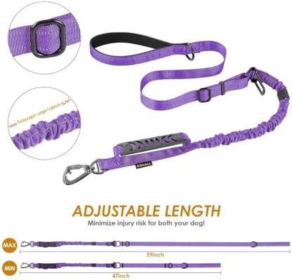 AUBELL Tactical Dog Leash Heavy Duty,4-6ft No Pull Bungee Leash,Purple - Image 6