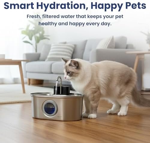 PawsPik Cordless Automatic Dog & Cat Water Fountain Stainless Steel, 3.2-L - Image 5