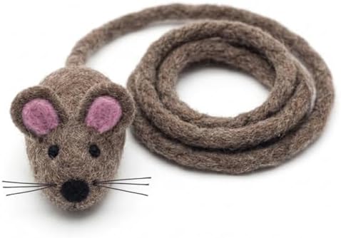Glaciart One Mini Felt Mouse Cat Toy – Kitten & Small Cat Size, Natural Wool Catnip Toy, Soft Fuzzy Interactive Play Toy for Indoor Kittens, Safe Non-AZO Dyes, 1.4” Body with 12” Tail by GlaciartOne