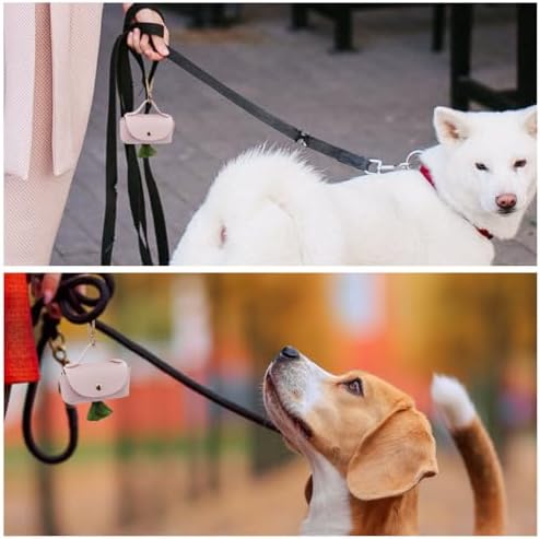 Leather Poop Bag Holder Dispenser for Leash, Portable and Reusable Dog Poop Dispenser, Dog Bag Holder for Walking, Outdoor, Travelling (Pink) - Image 7