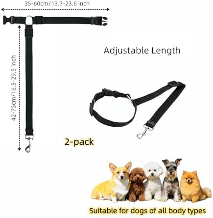 2-in-1 Car Seat Belt for Dogs, Headrest Dog Safety Harness & Leash - Adjustable Nylon Vehicle Pet Restraint, Tangle-Free Travel Solution for Small to Medium Dogs, 2-Pack - Image 7