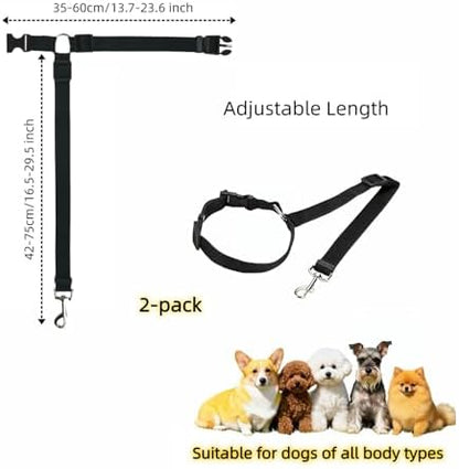 2-in-1 Car Seat Belt for Dogs, Headrest Dog Safety Harness & Leash - Adjustable Nylon Vehicle Pet Restraint, Tangle-Free Travel Solution for Small to Medium Dogs, 2-Pack - Image 7