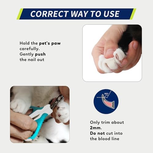 WePet Pet Nail Clippers U07.1, Professional Claw Trimmer, Bended Scissor Special for Cats, Kittens, Dogs, Puppies, Small Animals, White/Pine Green - Image 6
