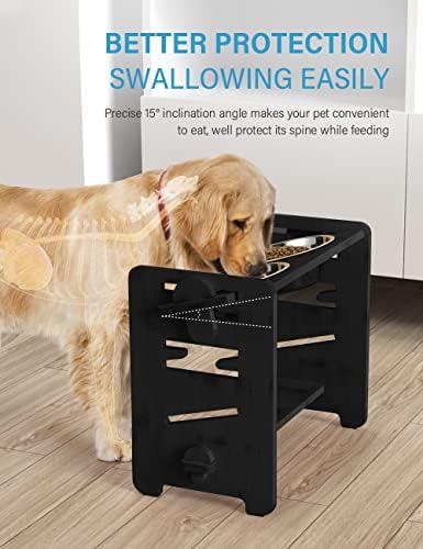 Vantic Elevated Dog Bowls, Raised Dog Bowl Stand Adjustable Medium, Black - Image 4