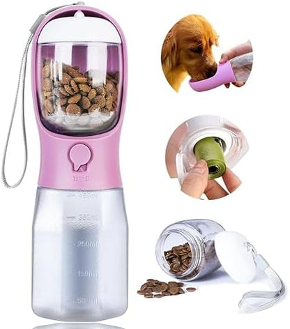 Dog Water Bottle with Food Container, Portable Pet Dog Water Dispenser for Outdoor Walking,Hiking,Travel,Puppy Essentials,Puppy Supplies,Replaceable Waste Bags by AVELORA
