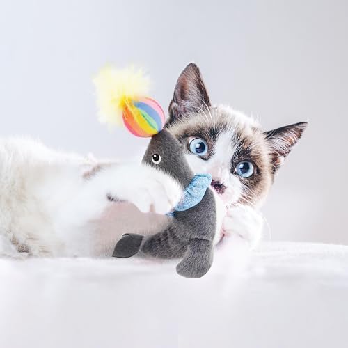 Jumpaws 2 Pack Interactive Catnip and Feather Cat Toys, Circus Penguin and Seal Catnip Toys, Accessories for Indoor Cat, Catnip Plush Toys with Natural Feathers and Rattles - Image 4